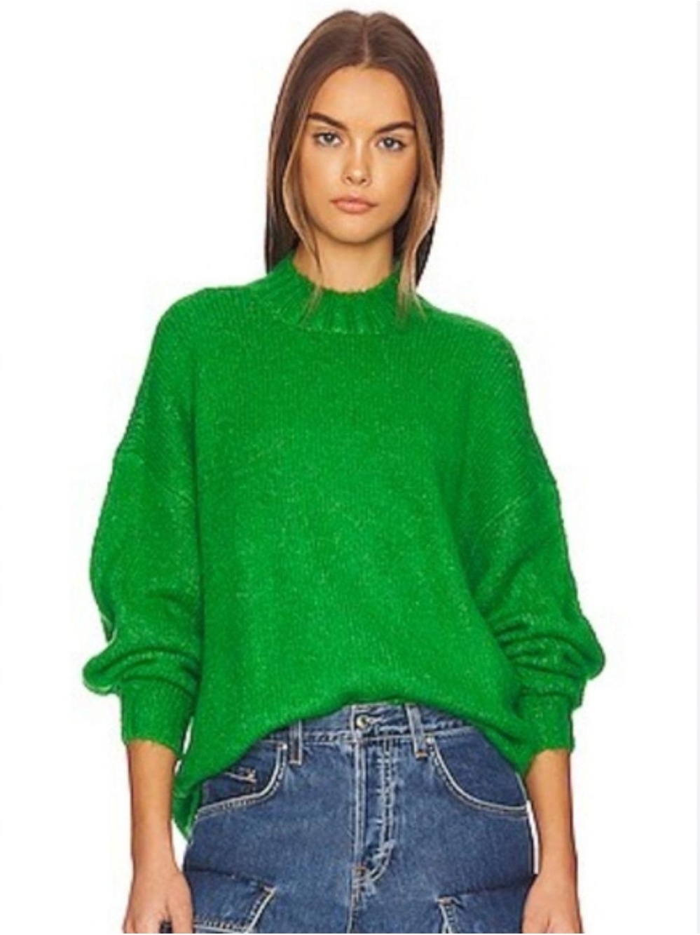 PISTOLA Carlen Mock Neck Fern Green Oversize Alpaca Wool Blend Chunky Sweater